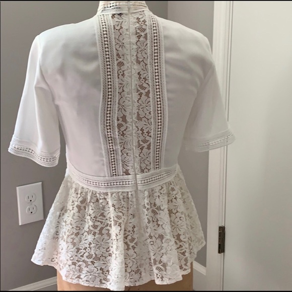 Zara elegant white lace peplum top - Picture 2 of 8